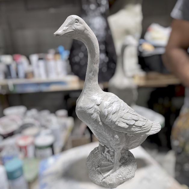 Heavy Concrete Porch Goose Statue, 20 Inch Cement Dress Up Goose, Outdoor Garden Yard Decor, Hand Painted or Unpainted Goose Gift photo 3