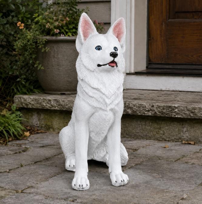 28-Inch Hand-Painted Concrete Siberian Husky Statue, Outdoor Garden and Porch Decor photo 5