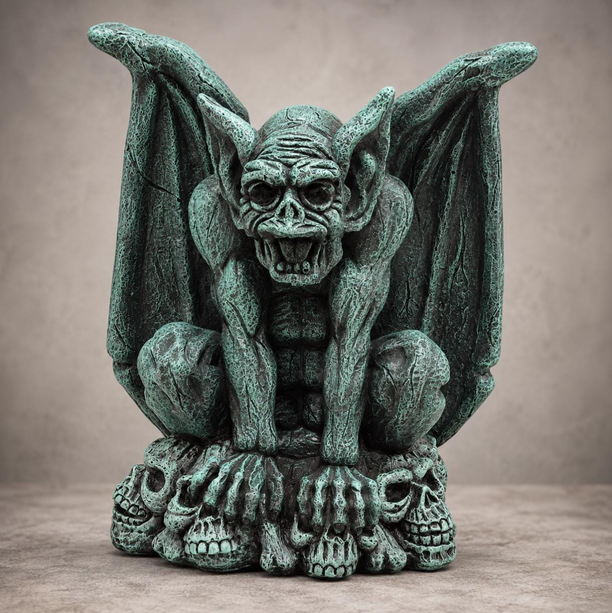 20-inch Hand-Painted Concrete Gargoyle Statue, Gothic Garden Guardian Sculpture photo 2