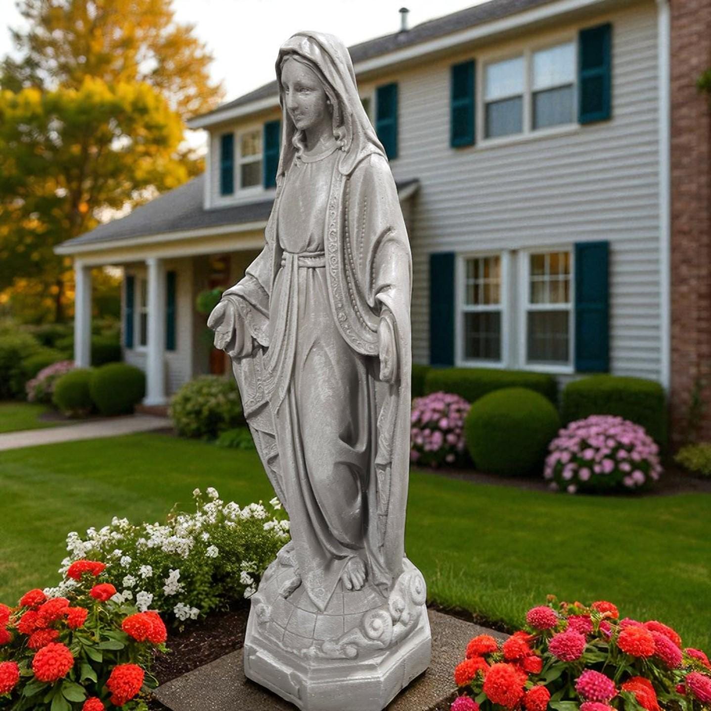 Large 33" Concrete Virgin Mary Statue, Outdoor Statues finest stone finish home decor, Christmas gift, Mother's Day gift, all occasions gift photo 6
