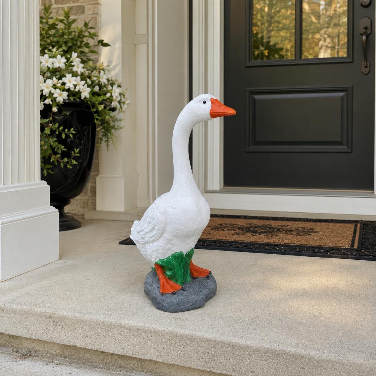 Heavy Concrete Porch Goose Statue, 20 Inch Cement Dress Up Goose, Outdoor Garden Yard Decor, Hand Painted or Unpainted Goose Gift