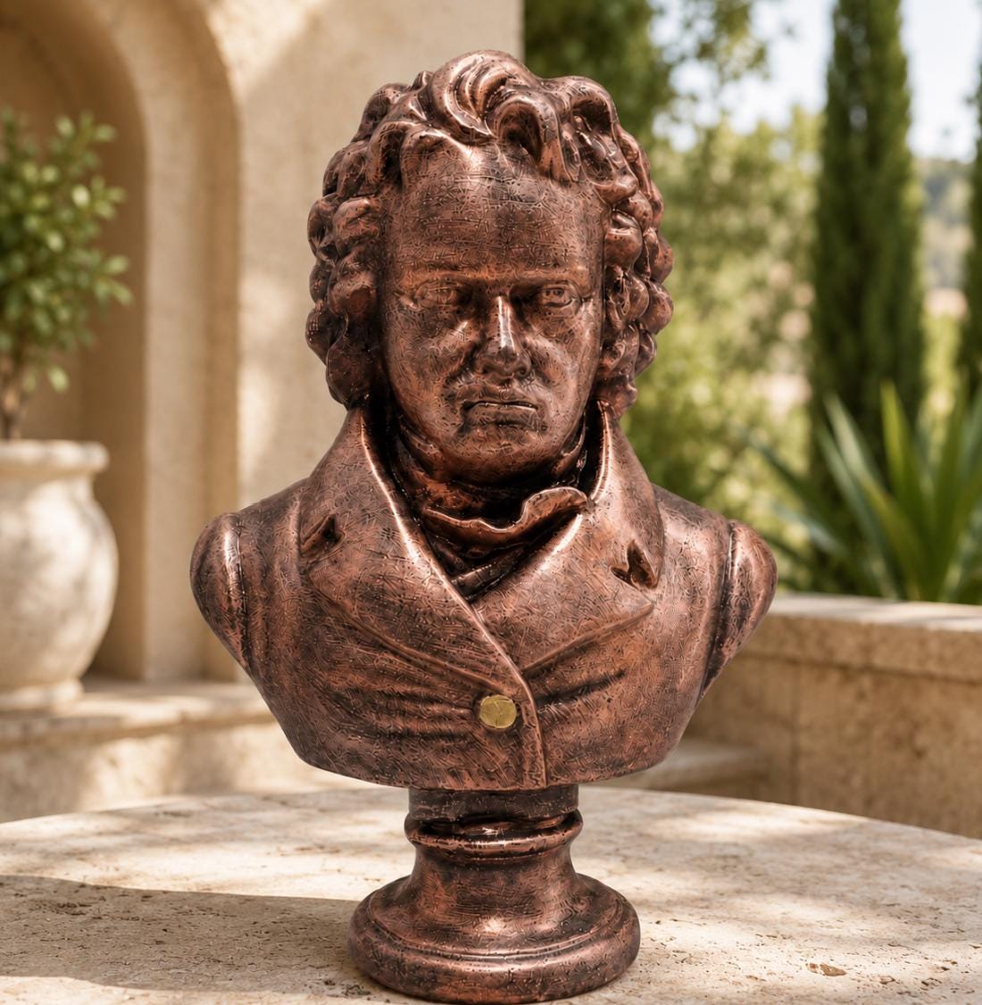 Handcrafted Concrete Beethoven Bust Statue, Classical Music Art Decor photo 5