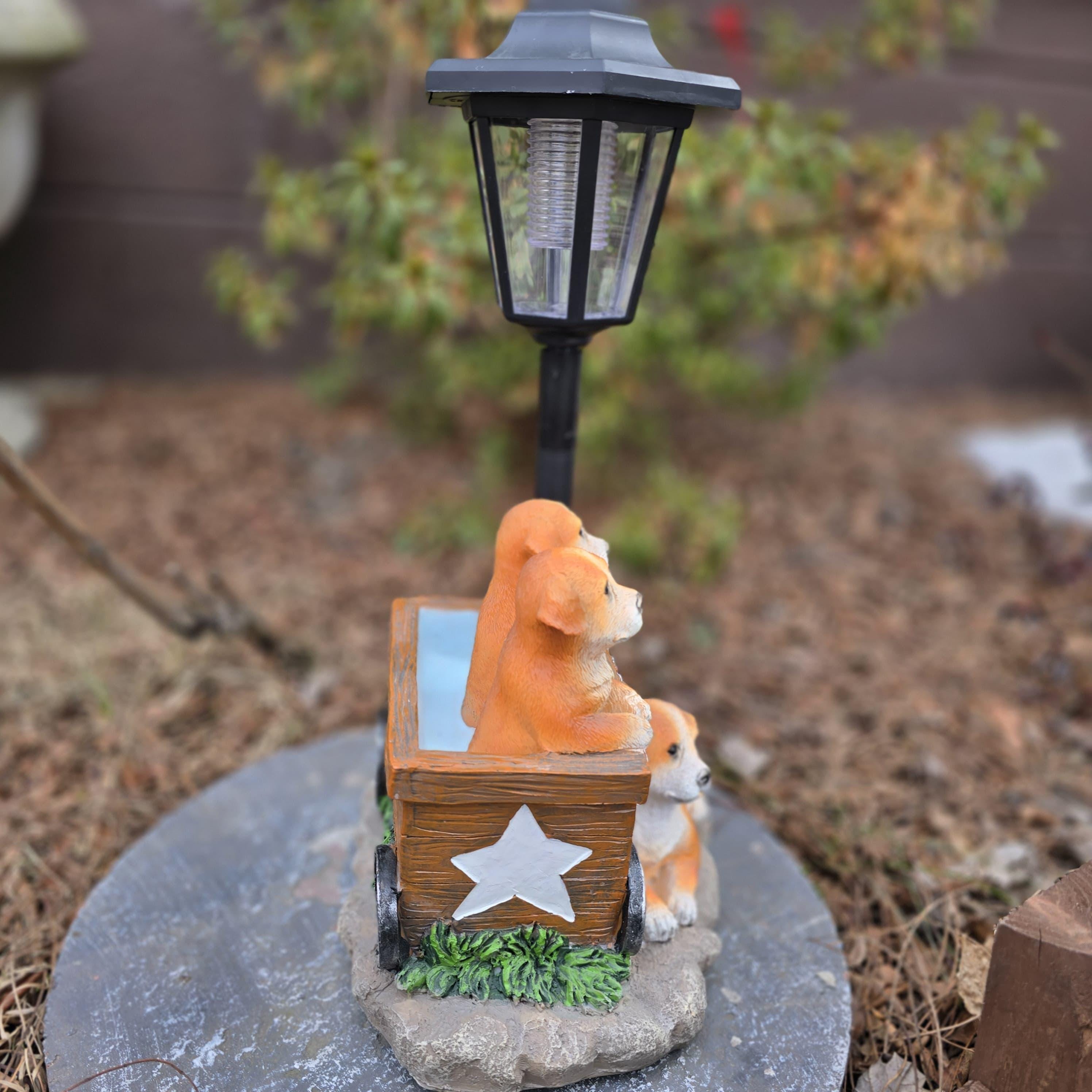 Solar Dog Garden Statue – Hand-Painted Puppy Welcome Plaque photo 9