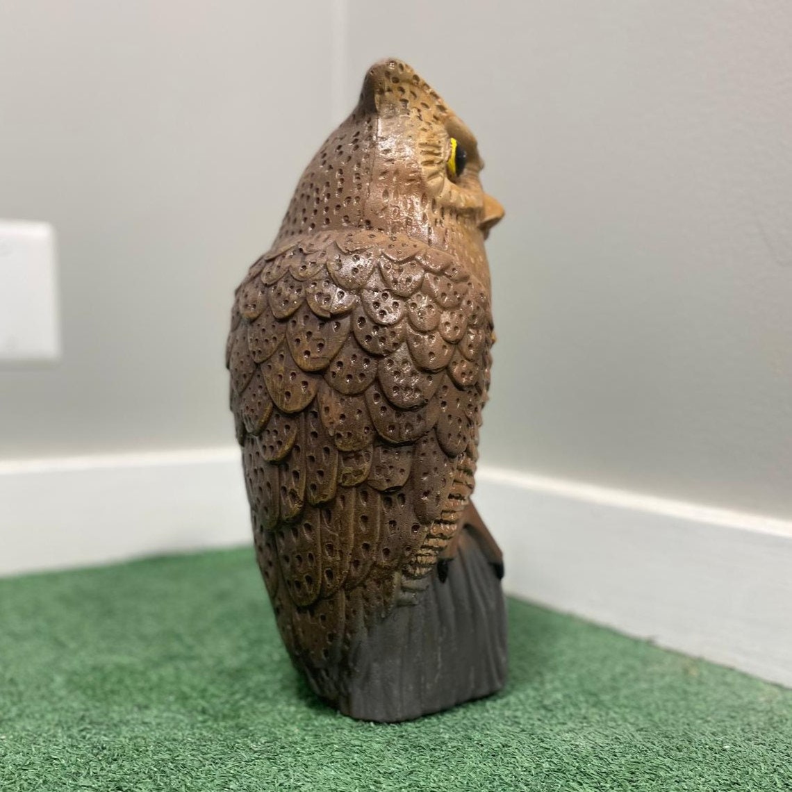 Handmade Concrete Owl Statue, 14" Garden Decor photo 4