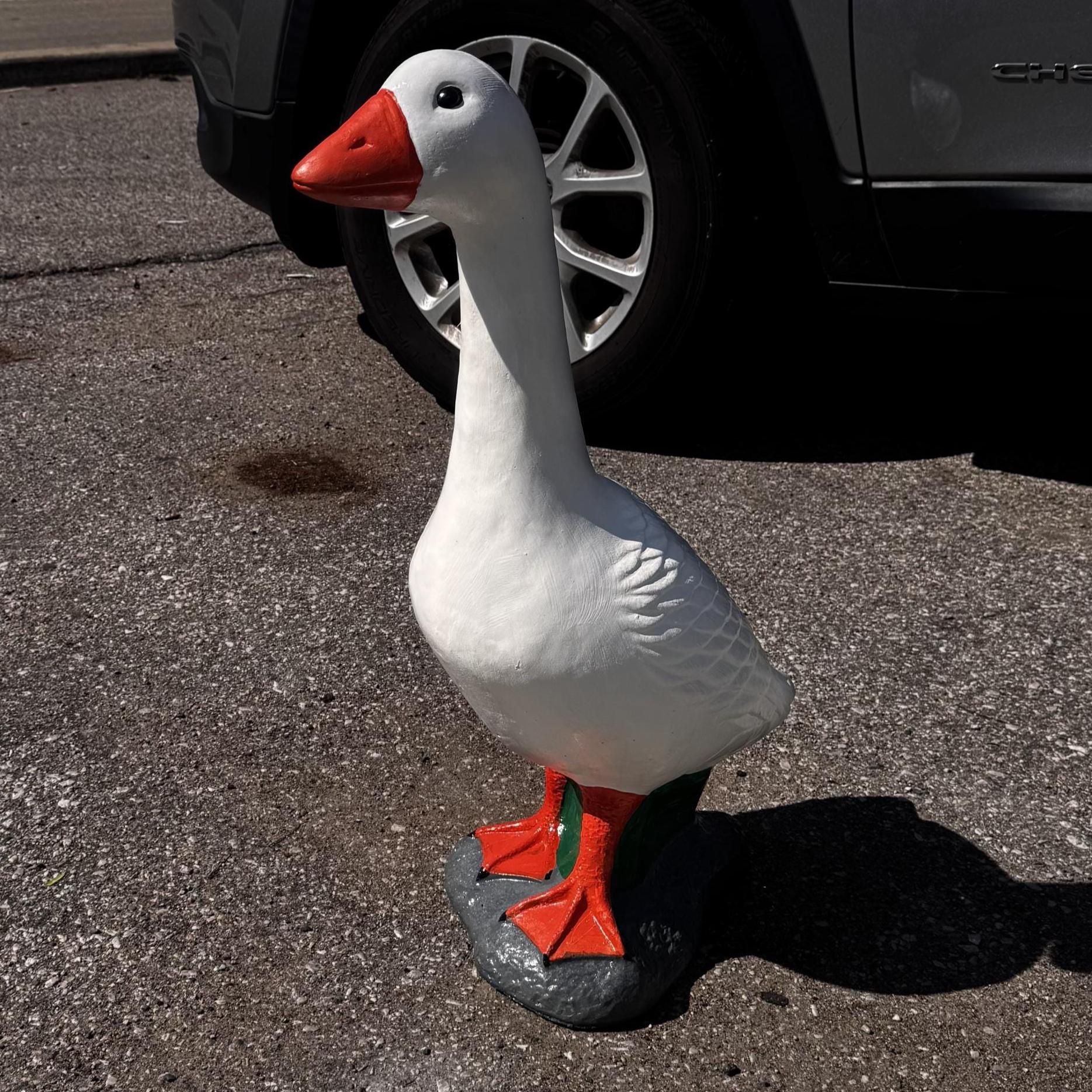 MASSIVE 28" Concrete Porch Goose Statue, Heavy Cement Dress Up Goose, Outdoor Yard Art, Handmade Garden Decor, Painted or Unpainted photo 6