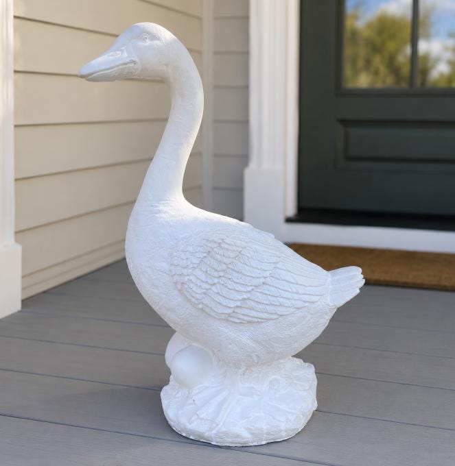 19-Inch Cement Porch Goose Statue, Handmade Heavy Outdoor Dress-Up Garden Decor, Durable all-season concrete Geese sculptures photo 10