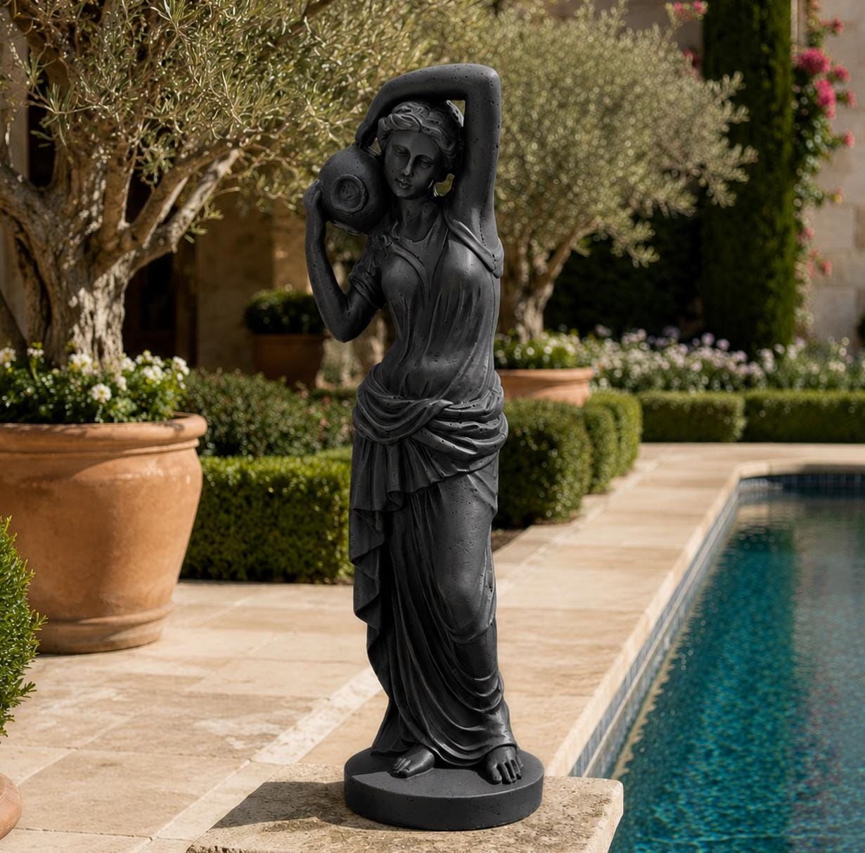 32" Dione Greek Goddess Statue – Large Solid Concrete Garden Sculpture, Classical Outdoor Statue, Estate & Courtyard Decor photo 8
