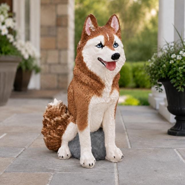 Life-size Upright Husky Puppy  handmade to make your garden or home look more beautiful Dog garden statue Pet memorial Husky lover gift photo 3