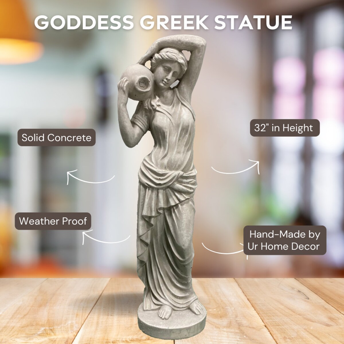 32" Solid Concrete Dione the Divine Water Goddess Greek Statue, Outdoor Concrete Statues, for Her, Birthday Gift, Modern Home Decor - Etsy
