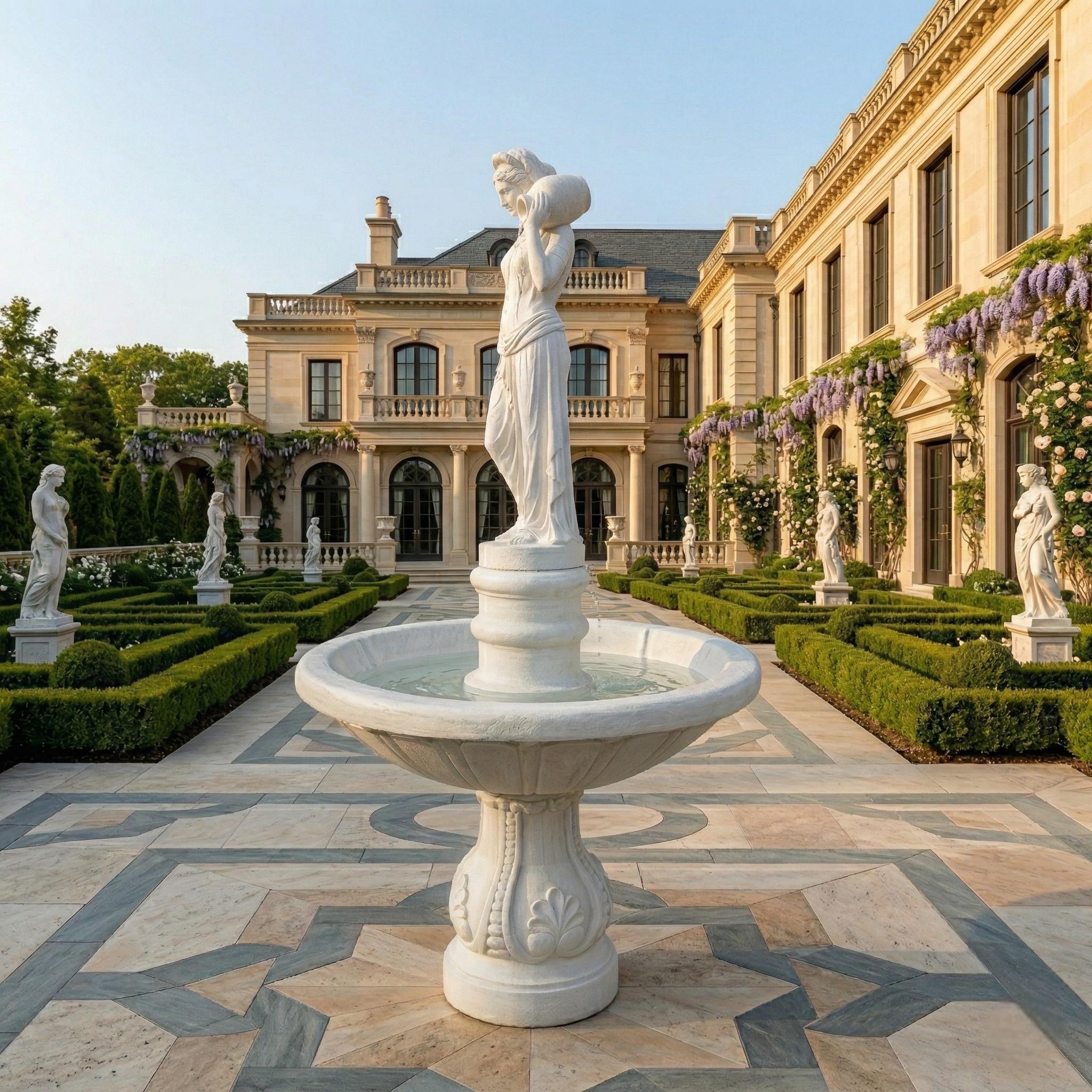 6-Foot Concrete Lady with Urns Water Fountain | Classical Garden Statuary, Outdoor Decor photo 6