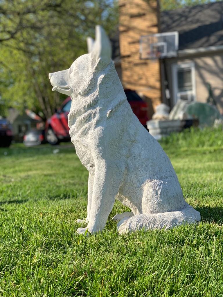 28-Inch Hand-Painted Concrete Siberian Husky Statue, Outdoor Garden and Porch Decor photo 8