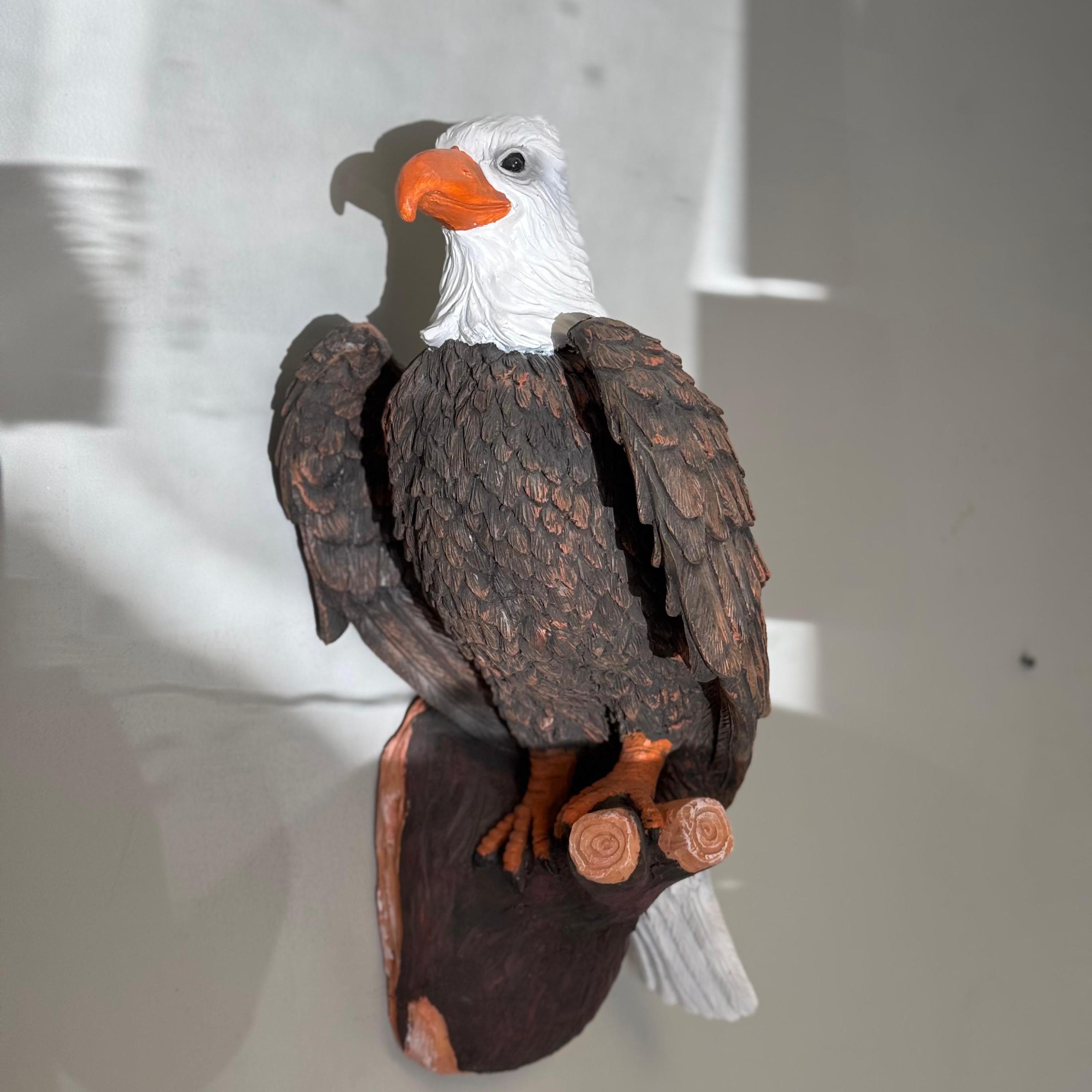 20 Inch Handmade Bald Eagle Statue, Patriotic Polyresin Wildlife Sculpture, Americana Decor photo 4
