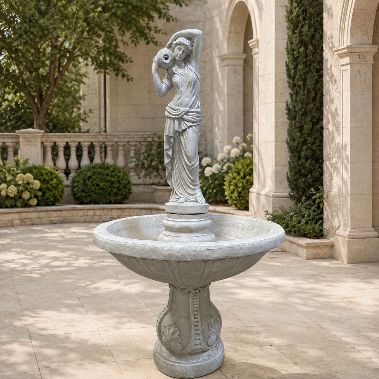 6-Foot Concrete Lady with Urns Water Fountain | Classical Garden Statuary, Outdoor Decor photo 10