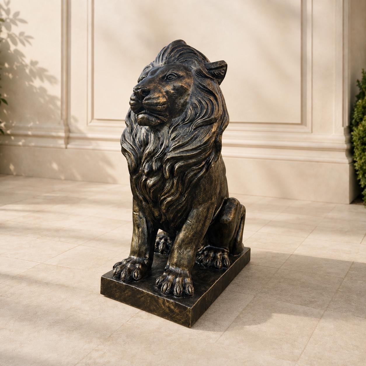 Large  700 lb Concrete Lion Statue, 40-Inch Tall 3Solid Cement Outdoor Garden Sculpture, Custom-Painted Estate & Driveway Entrance Decor photo 3