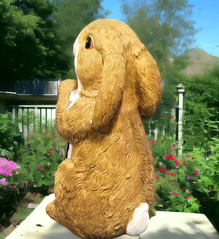 Bunny Garden Statue – Resin Rabbit with Lantern, Outdoor Decor photo 2