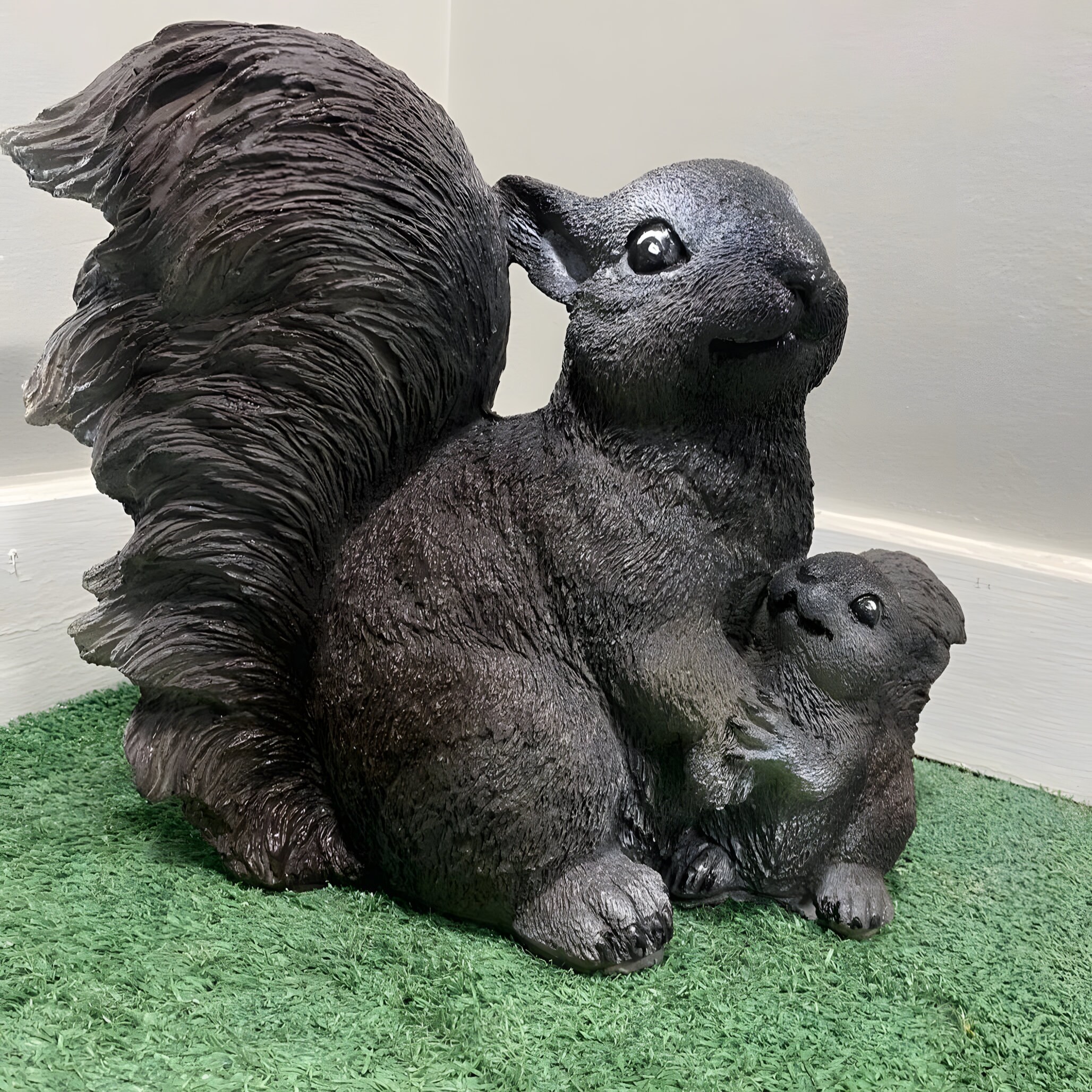 Concrete Squirrel with Baby Statue, Weatherproof Garden Decor photo 6
