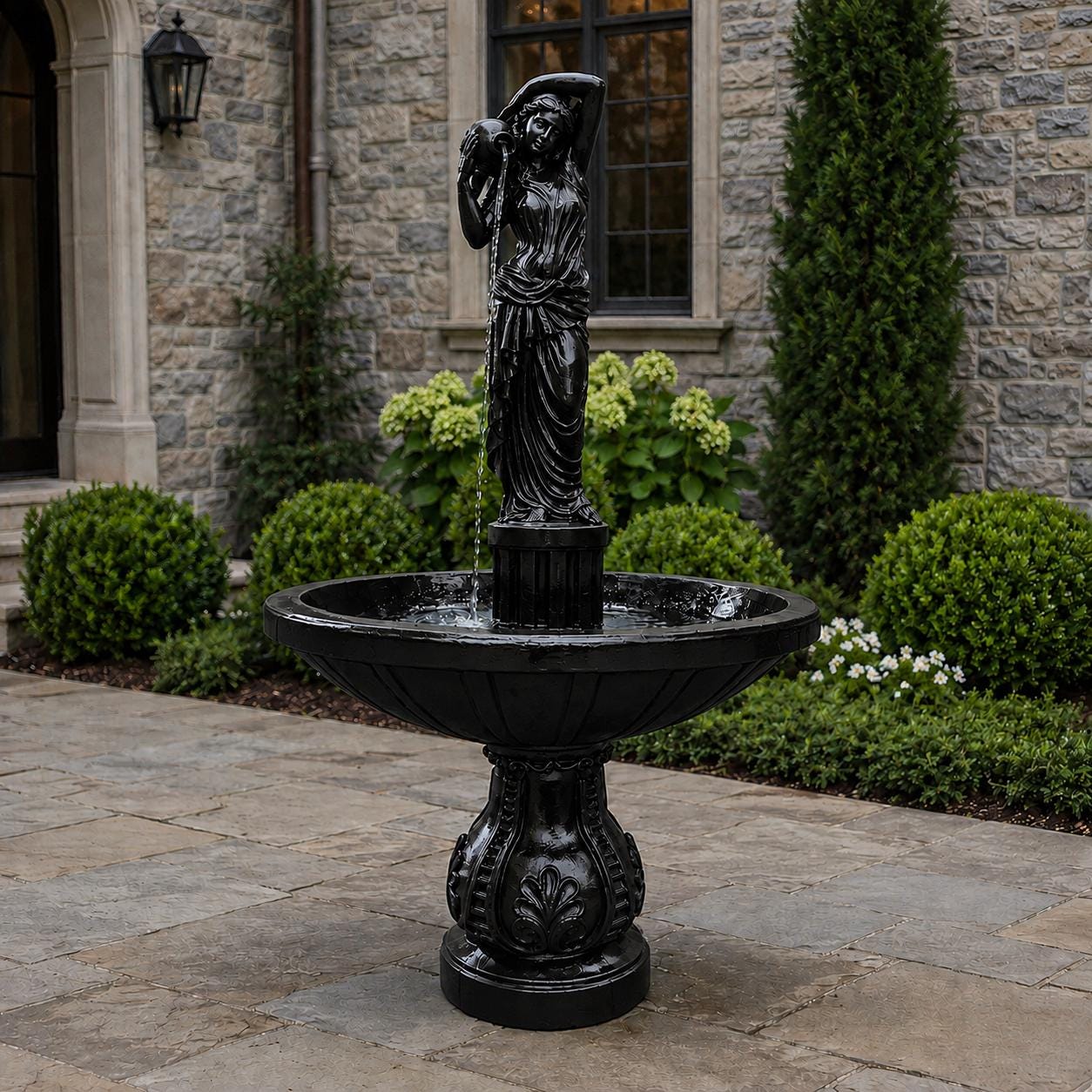 6-Foot Concrete Lady with Urns Water Fountain | Classical Garden Statuary, Outdoor Decor photo 2