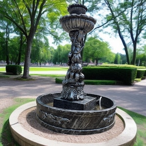 MASSIVE 6 FOOT Concrete Water Fountain with Pump – Fully Functional Outdoor Garden Cherub Fountain - easy set up fountain, Weatherproof