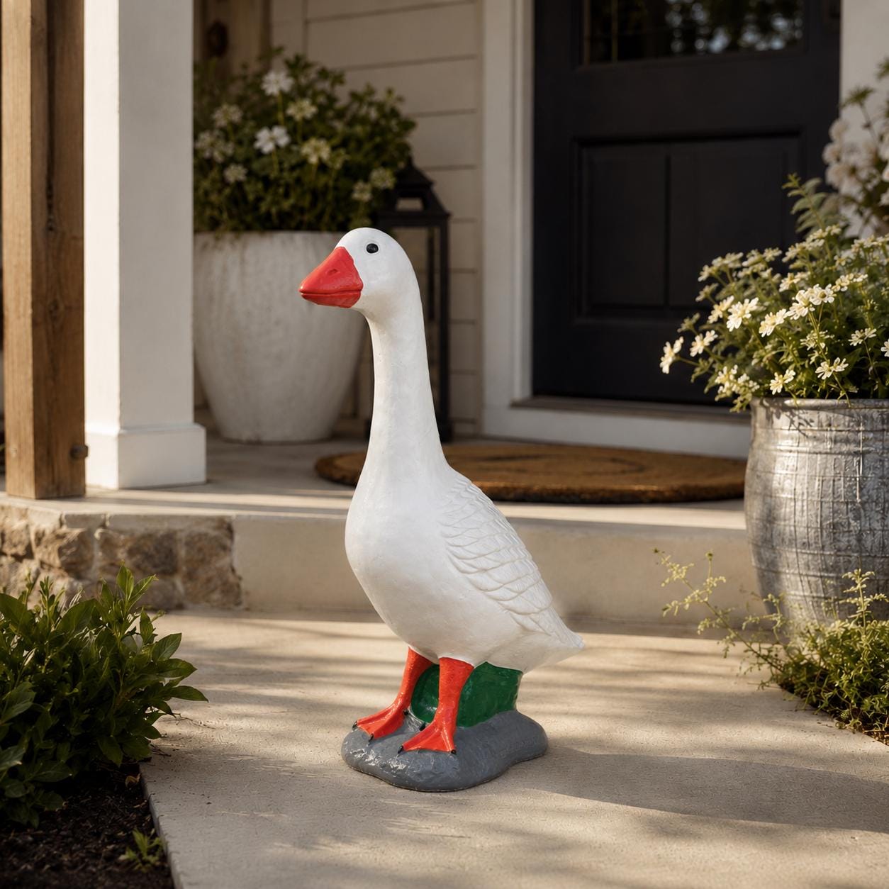 MASSIVE 28" Concrete Porch Goose Statue, Heavy Cement Dress Up Goose, Outdoor Yard Art, Handmade Garden Decor, Painted or Unpainted