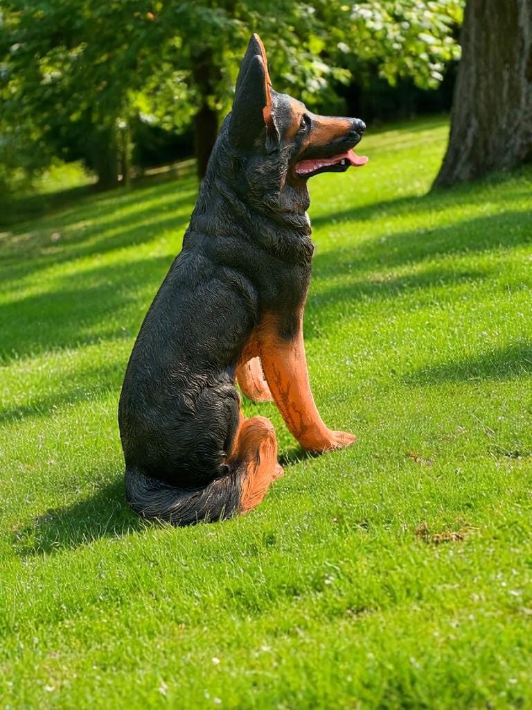 Handmade Concrete German Shepherd Statue: Custom Painted Outdoor Decor photo 8