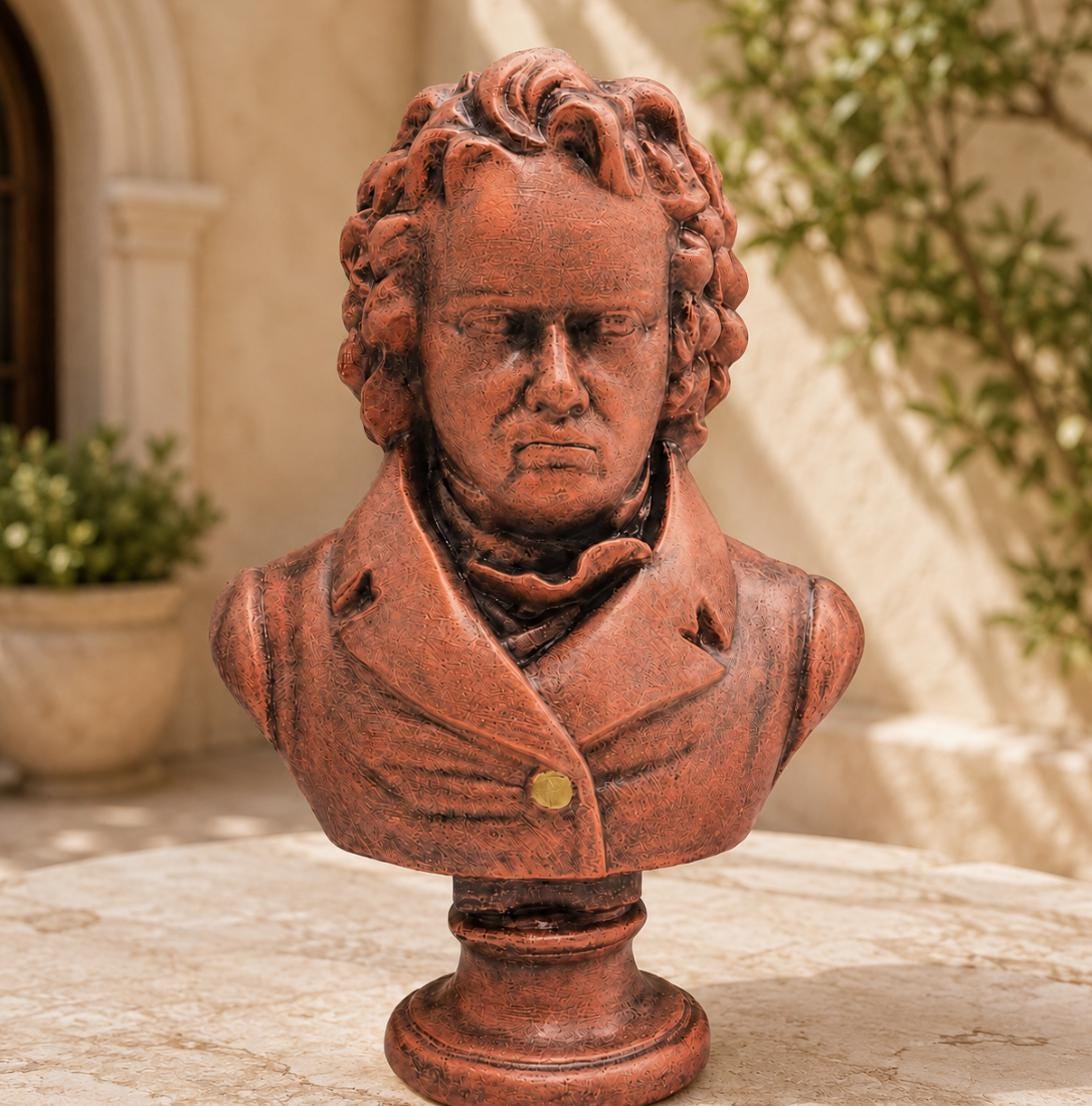Handcrafted Concrete Beethoven Bust Statue, Classical Music Art Decor photo 6