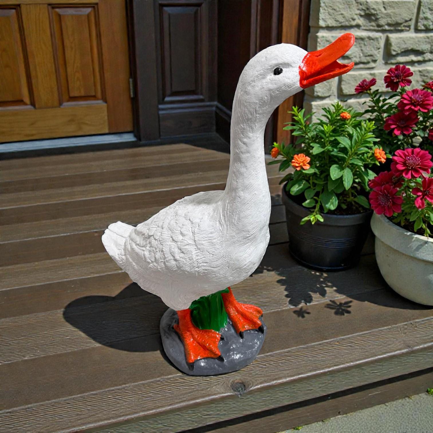 Cement Goose Statue, Porch and Garden Decor, 19 inch photo 2