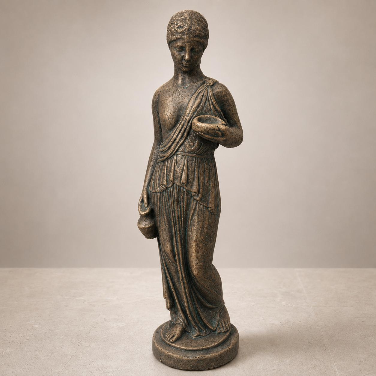Hebe Inspired Concrete Garden Statue, Greek Goddess Maiden Outdoor Sculpture, Classical Roman Yard Decor photo 6
