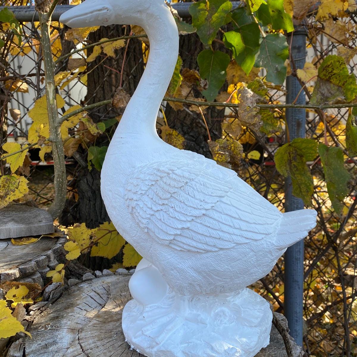 MASSIVE 19" Cement Porch Goose Statue, American Dress up Goose Statue, Life-size American Sculpture, Bird Garden Decor Outdoor Gift for Mom - Etsy