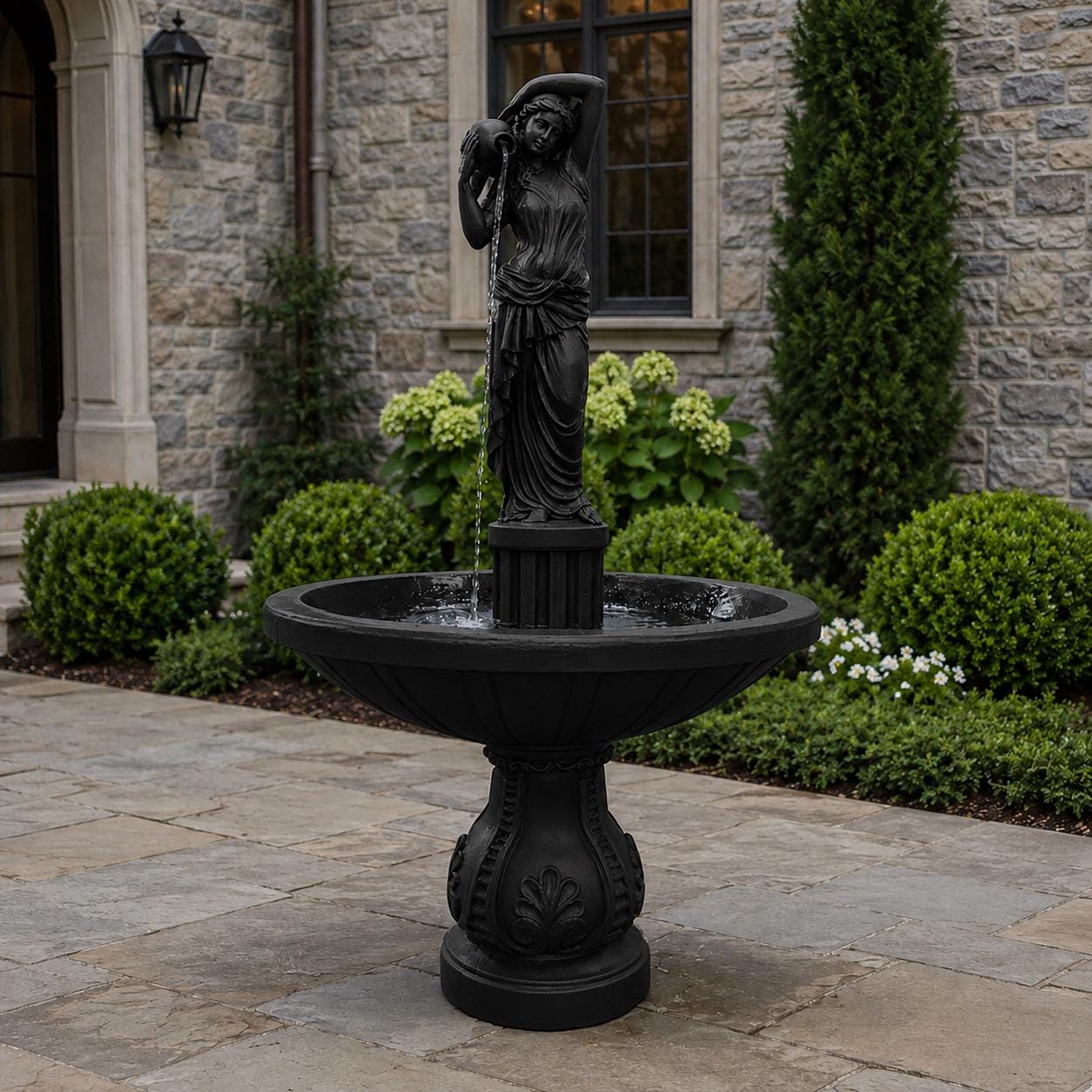 6-Foot Concrete Lady with Urns Water Fountain | Classical Garden Statuary, Outdoor Decor photo 3