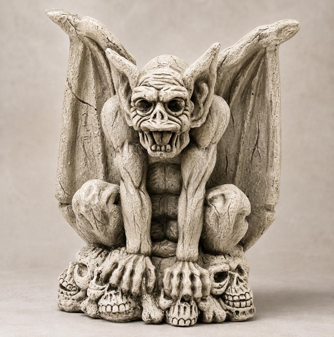20-inch Hand-Painted Concrete Gargoyle Statue, Gothic Garden Guardian Sculpture photo 3