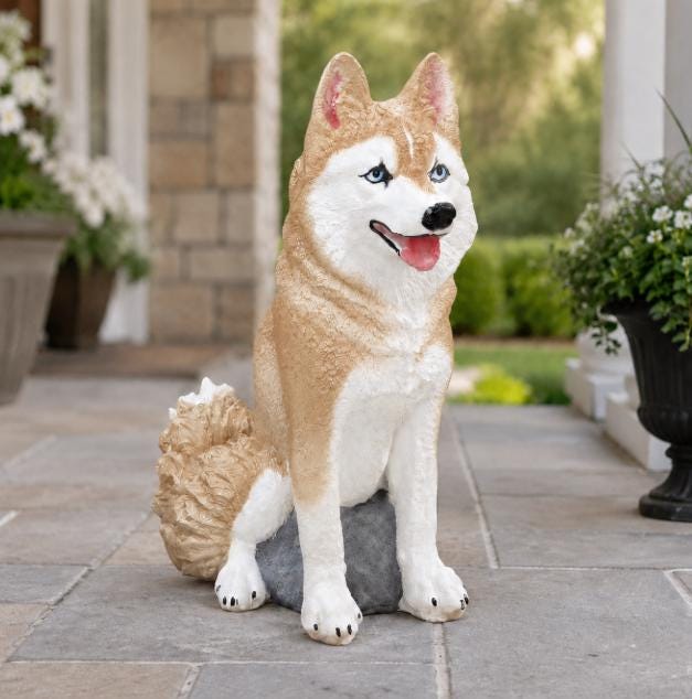 Life-size Upright Husky Puppy  handmade to make your garden or home look more beautiful Dog garden statue Pet memorial Husky lover gift photo 2