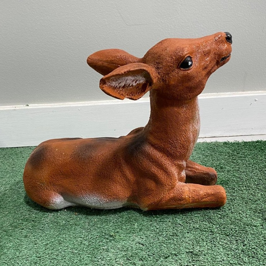 Solid Concrete Child Deer Statue, Hand-Painted Garden Decor, Weather-Proof Lawn Ornament photo 7