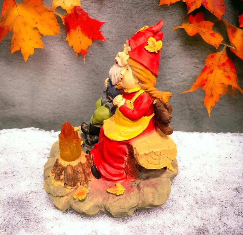 Camping Couple Gnomes - Solar Lantern Garden Statue, Fall Decor photo 8