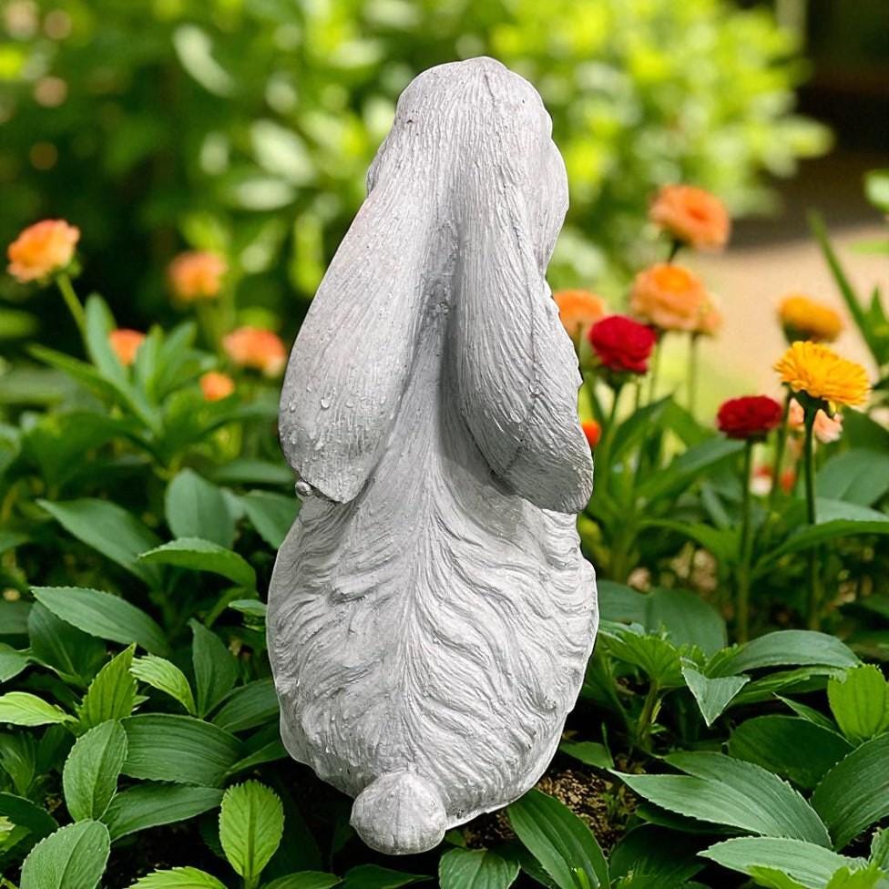 Hand-Painted Concrete Smiling Rabbit Statue, Garden Decor (12.5 inch) photo 5