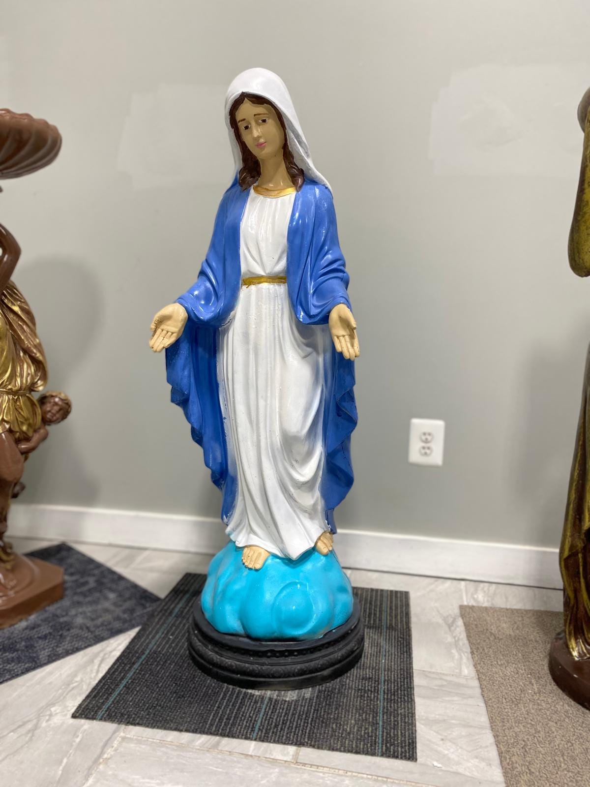 Handmade 4ft Virgin Mary Concrete Statue, Painted Outdoor Decor photo 8