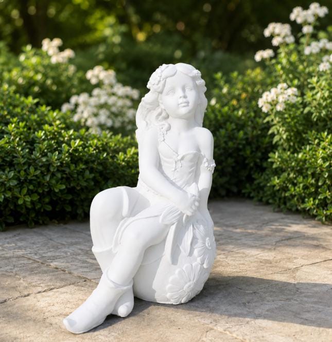 21" Concrete Fairy Statue, Weatherproof Outdoor Garden Decor photo 2