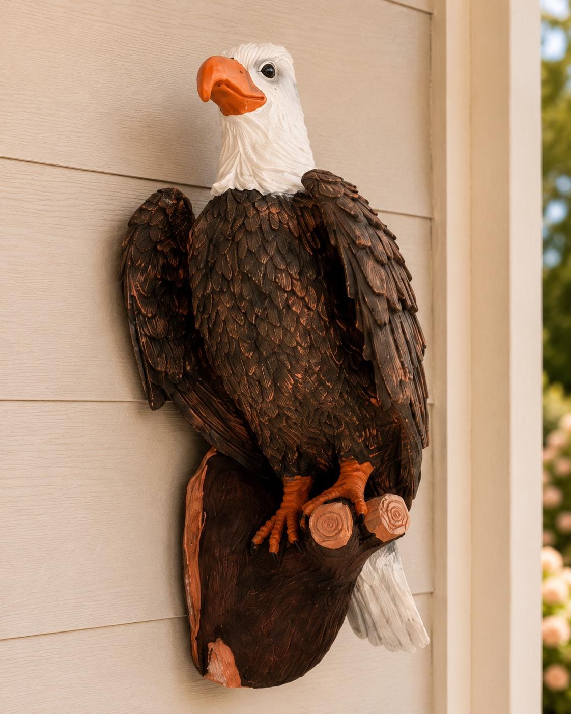 20 Inch Handmade Bald Eagle Statue, Patriotic Polyresin Wildlife Sculpture, Americana Decor