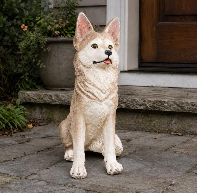 28-Inch Hand-Painted Concrete Siberian Husky Statue, Outdoor Garden and Porch Decor photo 6