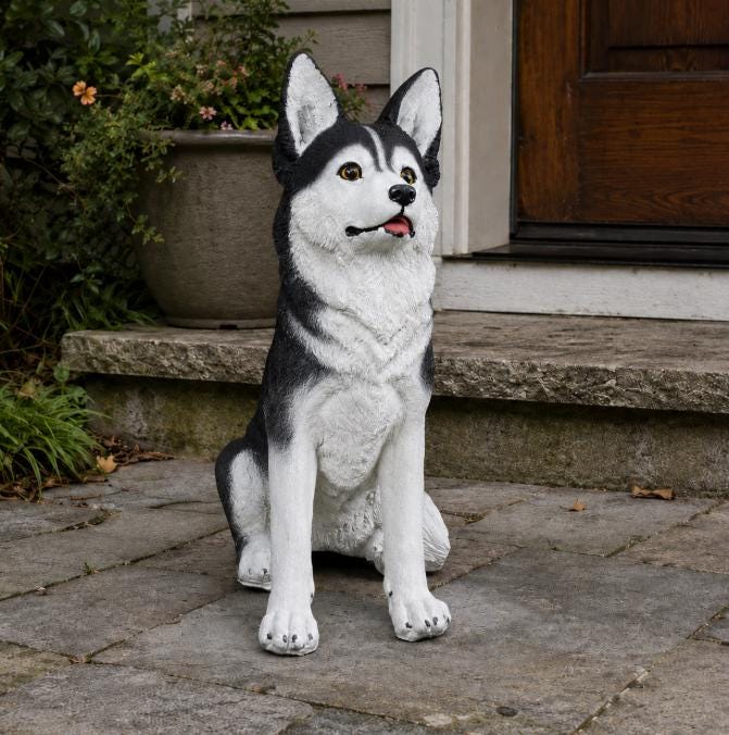 28-Inch Hand-Painted Concrete Siberian Husky Statue, Outdoor Garden and Porch Decor photo 2