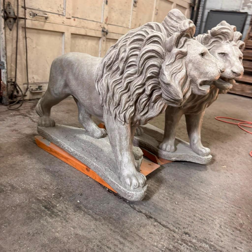Large Concrete Lion Statues: Handcrafted Pair for Garden, Estate, Driveway Entrance photo 3
