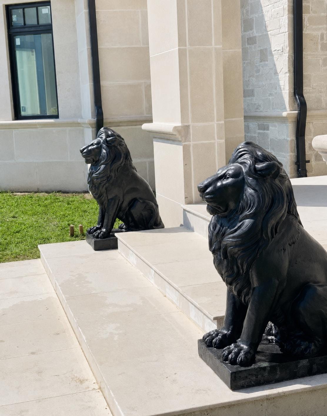 Large  700 lb Concrete Lion Statue, 40-Inch Tall 3Solid Cement Outdoor Garden Sculpture, Custom-Painted Estate & Driveway Entrance Decor photo 5