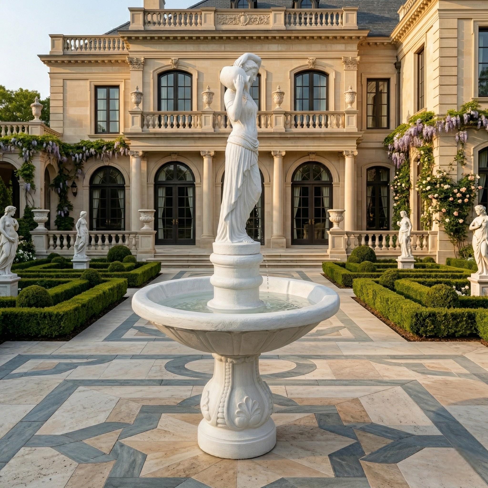 6-Foot Concrete Lady with Urns Water Fountain | Classical Garden Statuary, Outdoor Decor photo 7