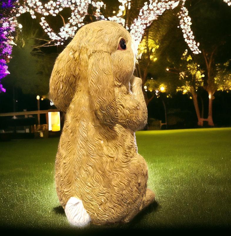 Bunny Garden Statue – Resin Rabbit with Lantern, Outdoor Decor photo 5