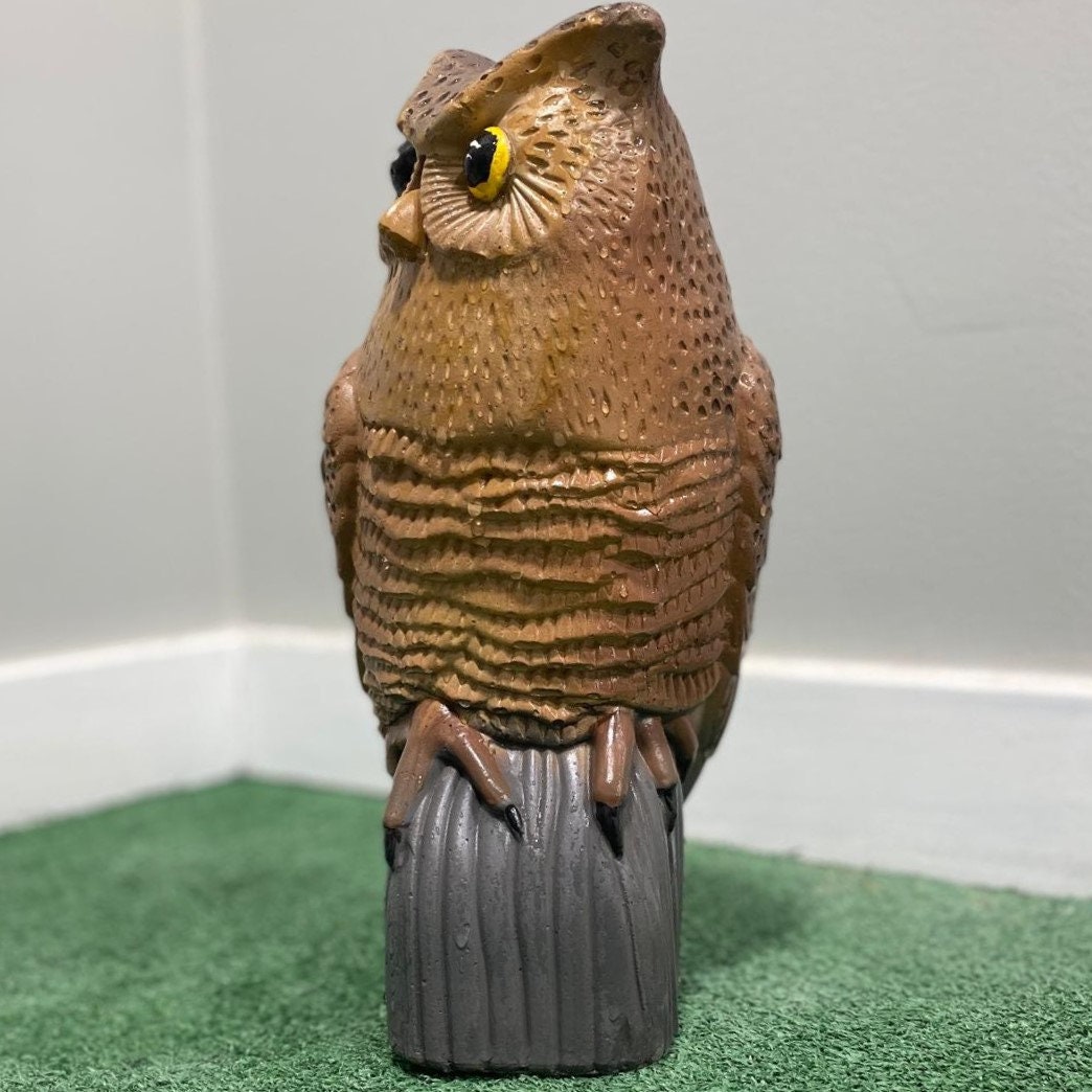 Handmade Concrete Owl Statue, 14" Garden Decor photo 6