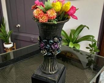 Large Solid Concrete Rosenstein Urn Planter, Outdoor Garden Decor (23 inch) photo 5
