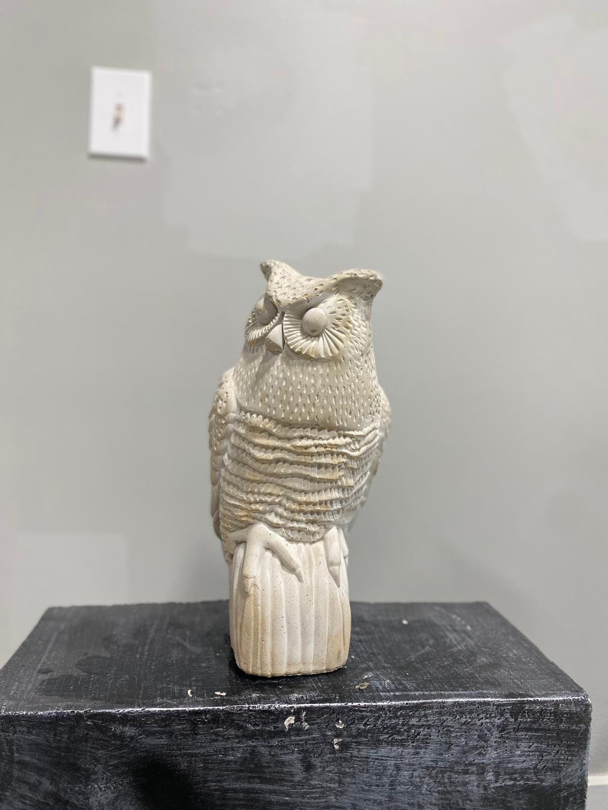 Handmade Concrete Owl Statue, 14" Garden Decor photo 7