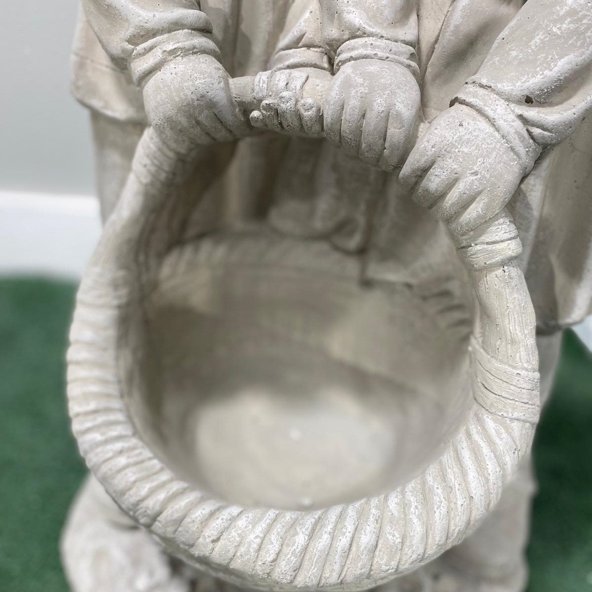 28" Solid Concrete Siblings Statue, Handmade Garden Decor with Solar Light photo 10