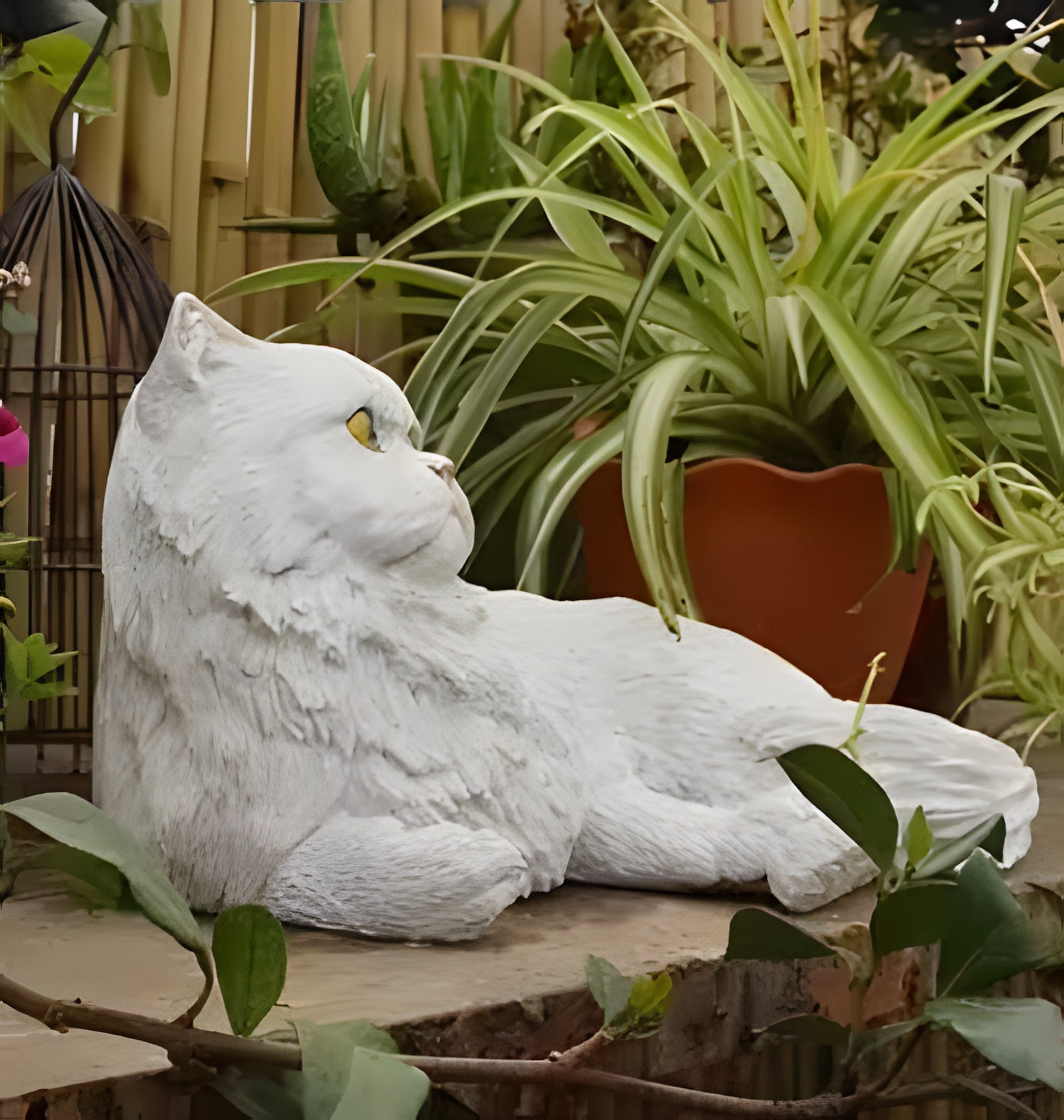 Handmade Concrete Persian Cat Statue, Stone Finish photo 8