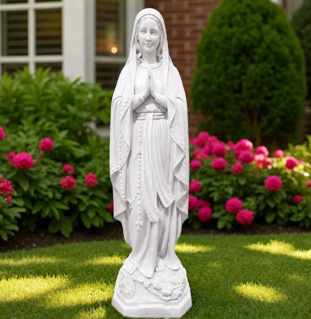 Large 32" Concrete Virgin Mary Statue, Outdoor Statues finest stone finish home decor, Christmas gift, Mother's Day gift, all occasions gift photo 2