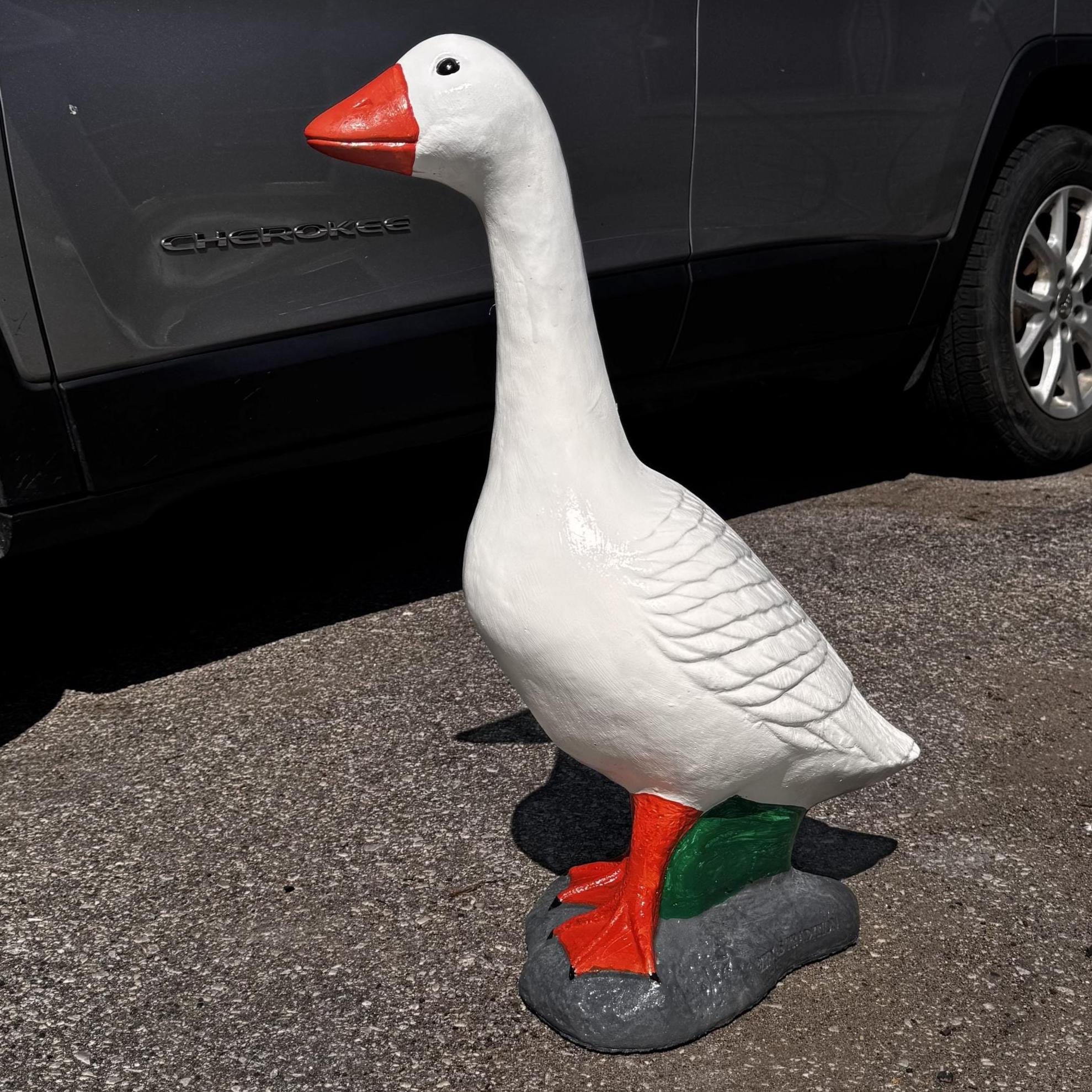 MASSIVE 28" Concrete Porch Goose Statue, Heavy Cement Dress Up Goose, Outdoor Yard Art, Handmade Garden Decor, Painted or Unpainted photo 7